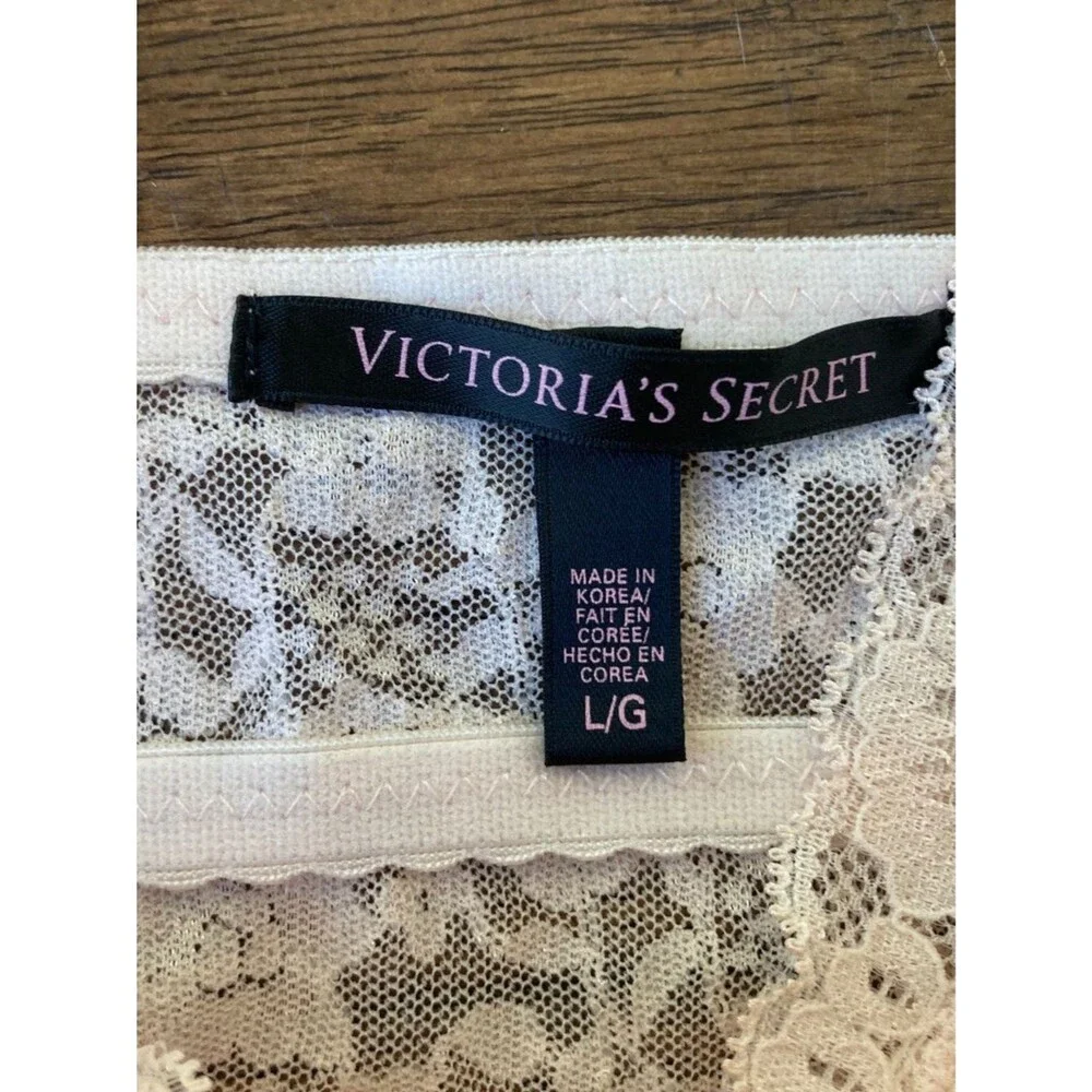 Victoria's Secret Pink Cream Lace Longline Bralette Women's Large Coquette